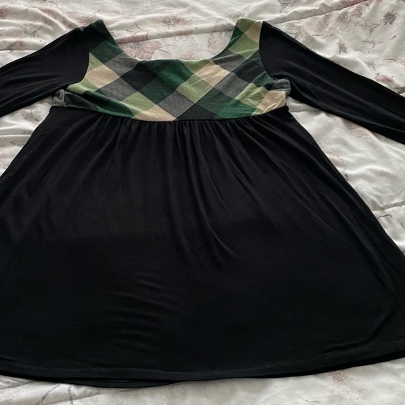 Vintage Forever 21 Y2K Black tunic with green plaid detailing size S Made in USA - Picture 13 of 14